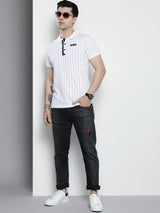 Men's Slim Straight Fit Solid Mid Rise Stretchable Jeans