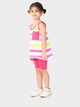 Girls Multicolor Casual Printed Regular Fit Sleeveless Clothing Set