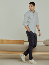 Men's Grey Casual Regular Fit Solid Full Sleeves Shirt