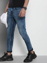 Men's Carrot Fit Solid Mid Rise Stretchable Jeans