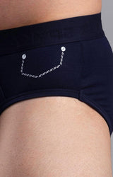 Men's Navy Mid-Rise Solid Brief