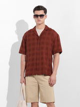 Men's Brown Casual Solid Half Sleeves Shirt