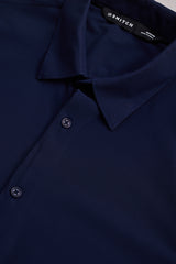 Men's Navy Casual Slim Fit Solid Full Sleeves Shirt
