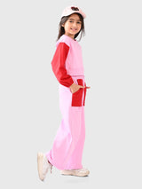Girls Pink Casual Printed Regular Fit Full Sleeves Clothing Set