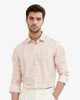 Men's Pink Casual Regular Fit Printed Full Sleeves Shirt