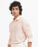 Men's Pink Casual Regular Fit Printed Full Sleeves Shirt