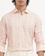 Men's Pink Casual Regular Fit Printed Full Sleeves Shirt