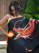 Women's Black Modal Viscose Saree