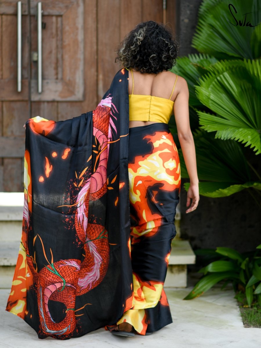 Women's Black Modal Viscose Saree