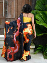 Women's Black Modal Viscose Saree