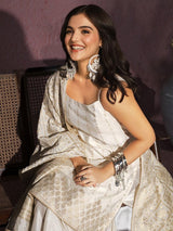 Women's Off White Kurta with Sharara & Dupatta