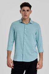 Men's Blue Casual Slim Fit Printed Full Sleeves Shirt