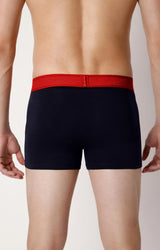 Men's Navy Red Mid-Rise Solid Trunk