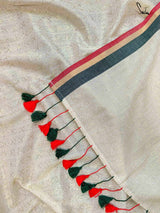 Women's White Cotton Zari Saree