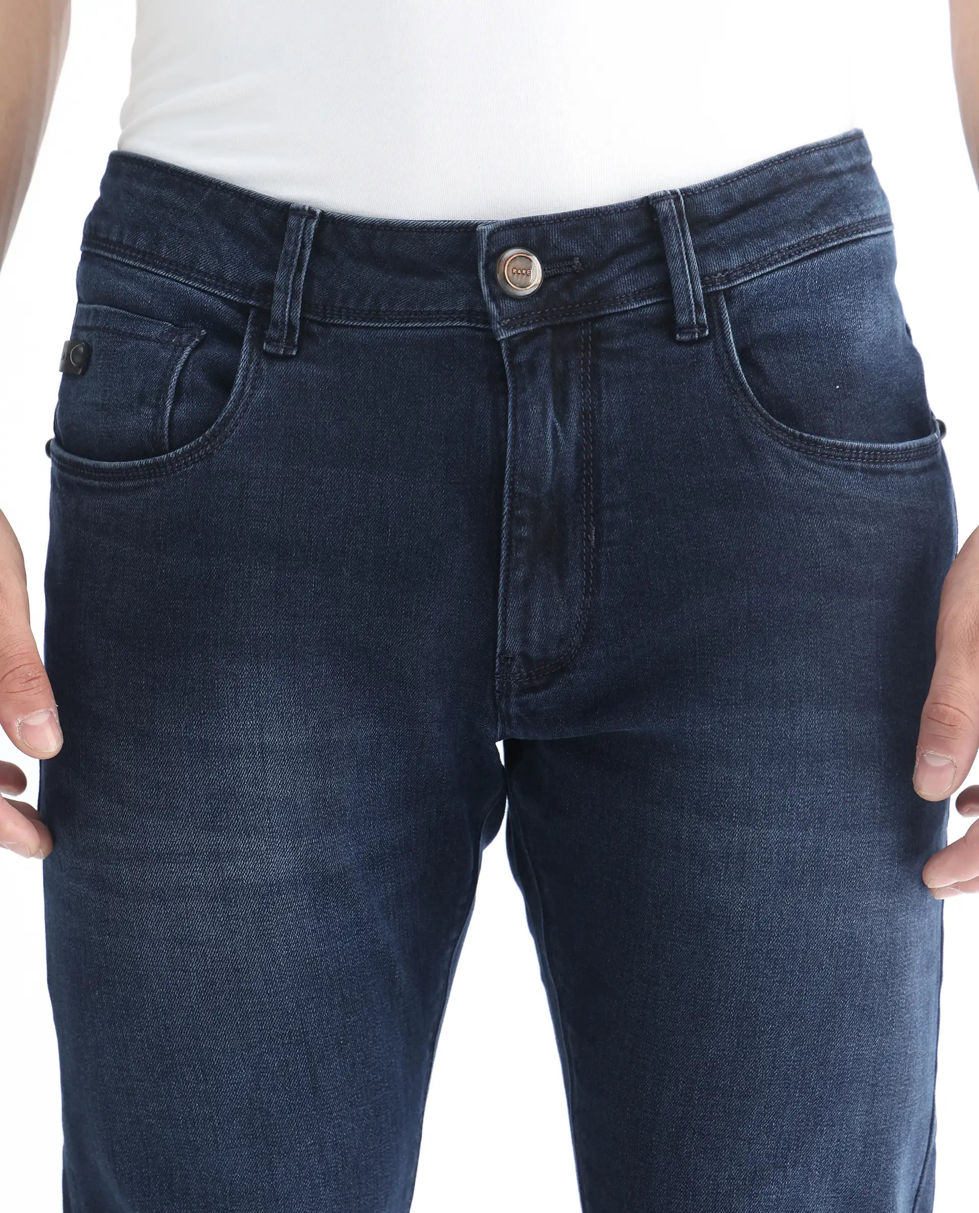 Men's Blue Casual Slim Fit Solid Jeans
