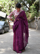 Women's Purple Mul Cotton Saree