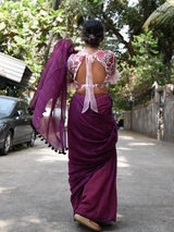 Women's Purple Mul Cotton Saree