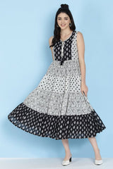 Women's Black Festive Sleeveless Dress