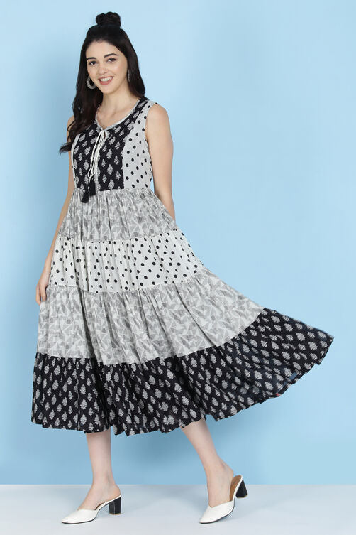 Women's Black Festive Sleeveless Dress