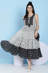 Women's Black Festive Sleeveless Dress