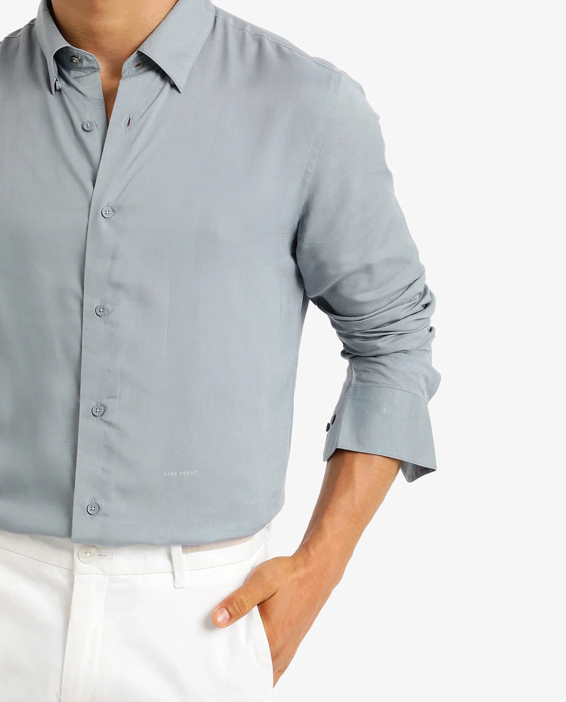 Men's Blue Formal Regular Fit Solid Full Sleeves Shirt