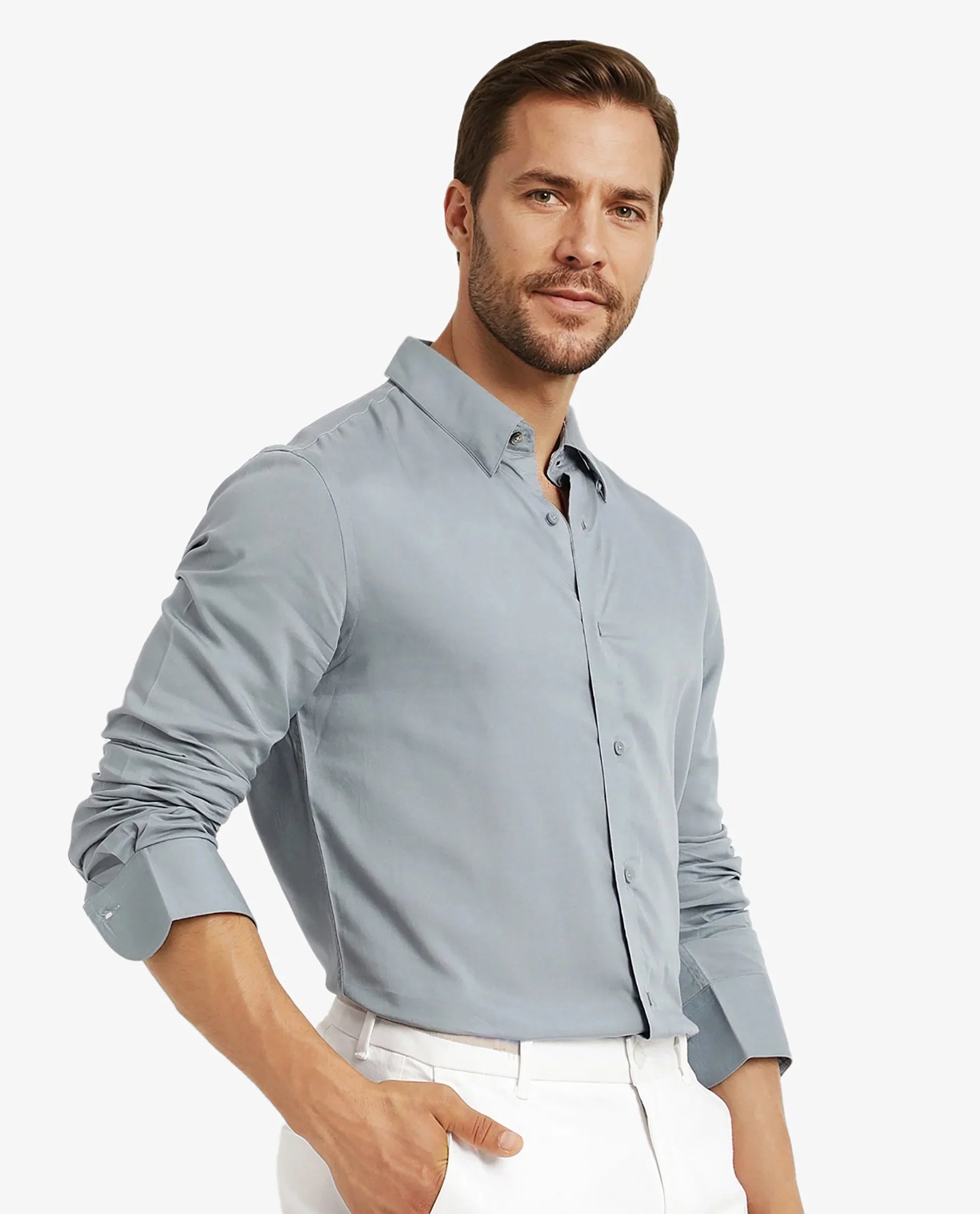 Men's Blue Formal Regular Fit Solid Full Sleeves Shirt