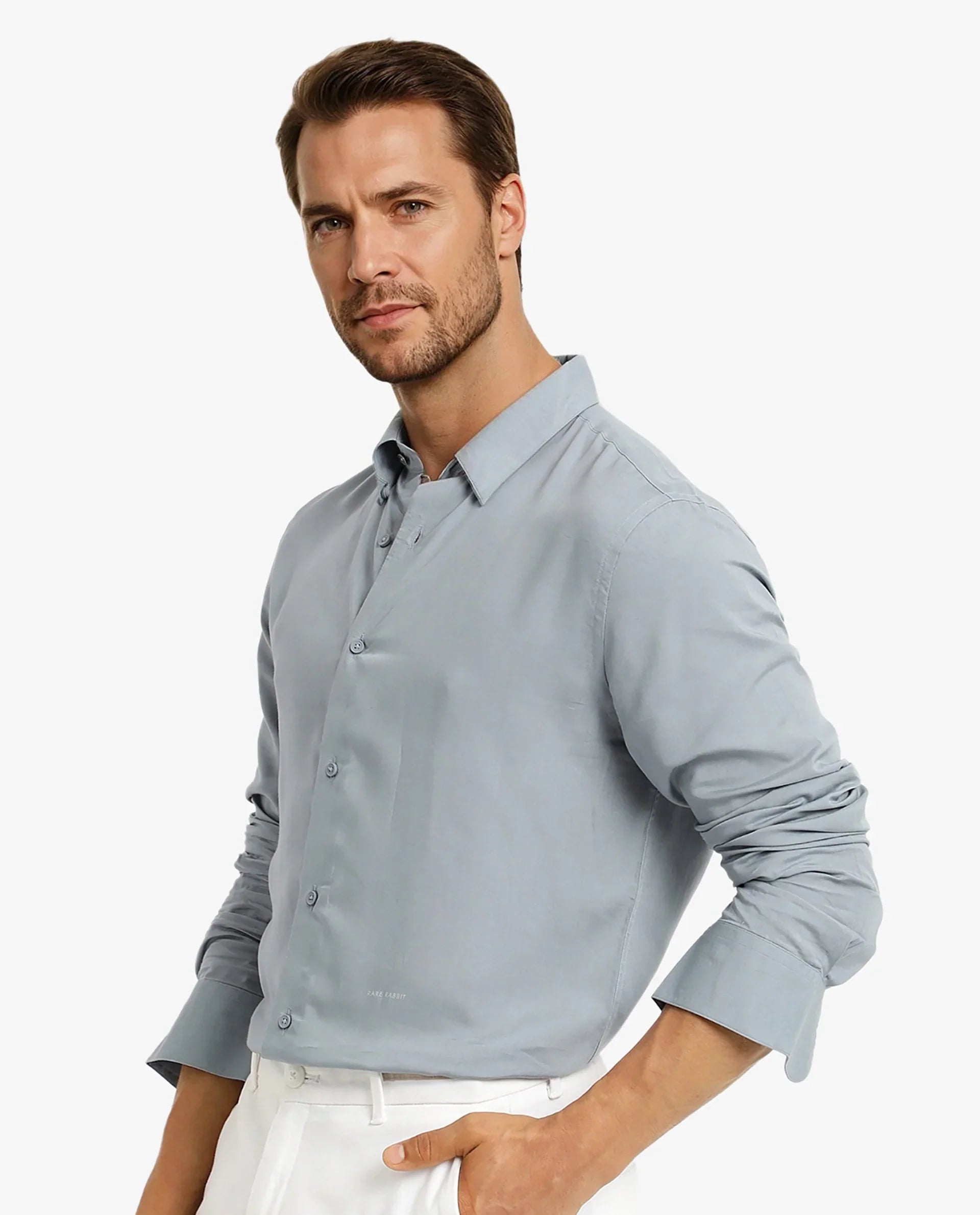 Men's Blue Formal Regular Fit Solid Full Sleeves Shirt