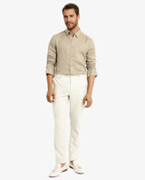 Men's Beige Work Regular Fit Solid Full Sleeves Shirt