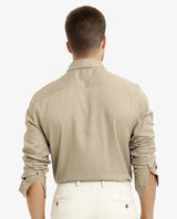 Men's Beige Work Regular Fit Solid Full Sleeves Shirt