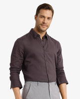Men's Grey Work Regular Fit Solid Full Sleeves Shirt