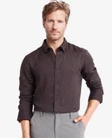 Men's Grey Work Regular Fit Solid Full Sleeves Shirt