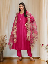 Women's Pink Kurta Set with Duppatta