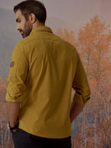 Men's Yellow Casual Regular Fit Solid Full Sleeves Shirt
