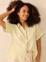 Women's Yellow Relaxed Fit Button Down Shirt