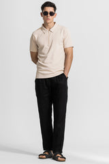 Men's Beige Casual Slim Fit Printed Half Sleeves Polo Tshirt