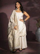 Women's Off White Kurta with Sharara & Dupatta
