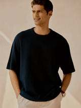 Men's Blue Casual Relaxed Fit Printed Half Sleeves Tshirt