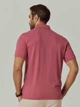 Men's Pink Casual Regular Fit Solid Half Sleeves Polo Tshirt