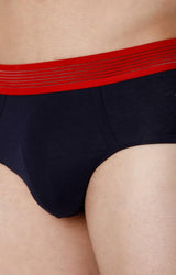 Men's Navy Red Mid-Rise Solid Brief