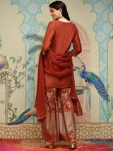 Women's Rust Regular Kurta Sets