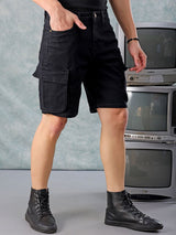 Men's Slim Fit Solid Mid Rise Shorts