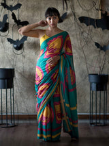 Women's Green Mul Cotton Saree