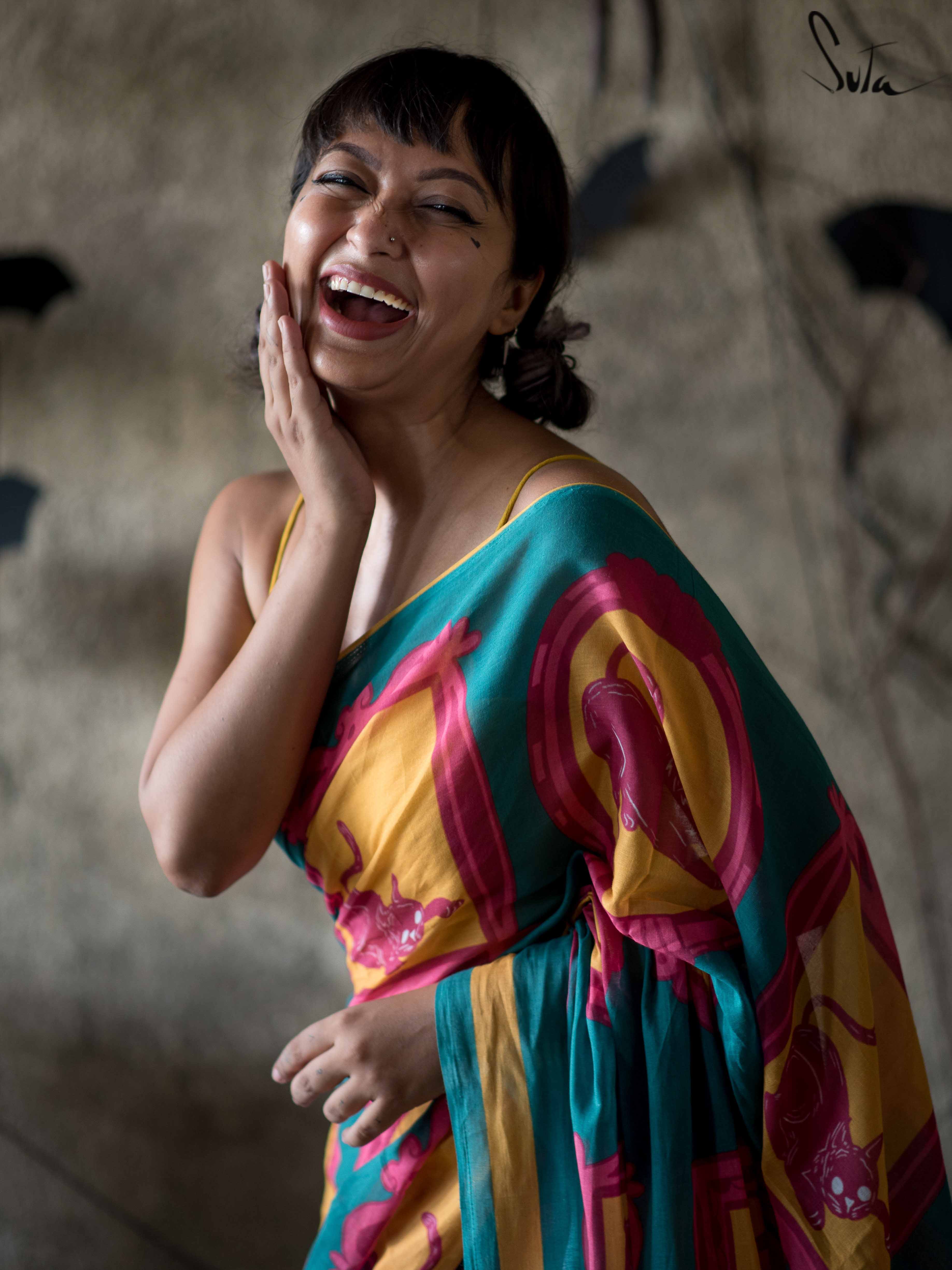 Women's Green Mul Cotton Saree