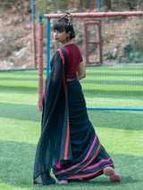 Women's Black Cotton Saree