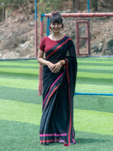 Women's Black Cotton Saree