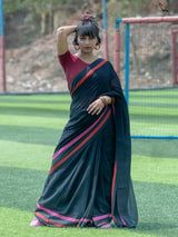 Women's Black Cotton Saree
