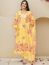 Women's Yellow 3 Pieces Kurta Set
