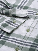 Men's Regular Fit Checkered Full Sleeves Cutaway Collar Casual Shirt