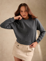 Women's Grey Typographic Sweatshirt