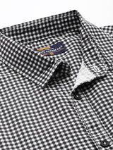 Men's Regular Fit Checkered Full Sleeves Cutaway Collar Casual Shirt